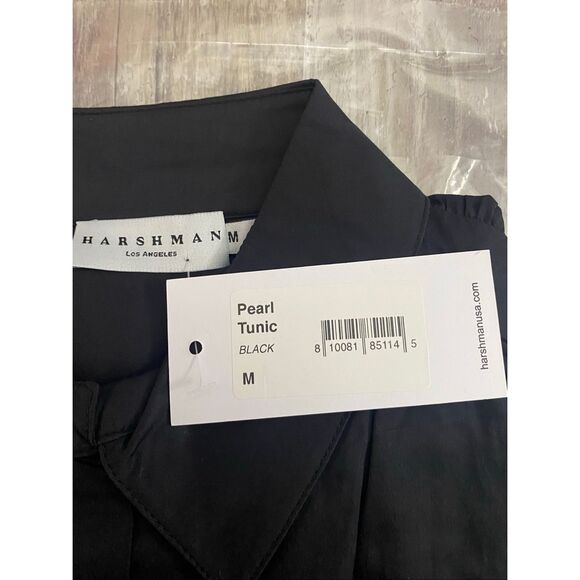 Harshman Pearl Tunic Black Cotton Button Down Women’s Sz Medium (10-12) - Picture 3 of 4